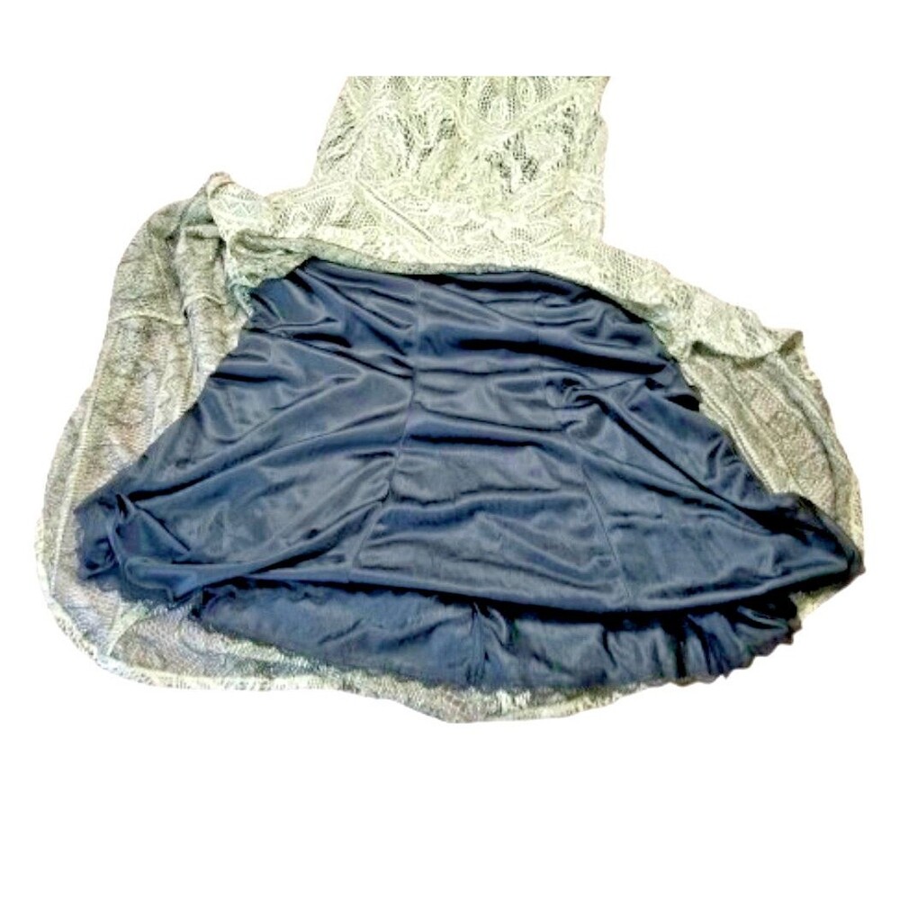 Vtg DAMIANOU Dress Gold Crochet Lace Overlay Black Sz Small Long Sparkly - Picture 6 of 10